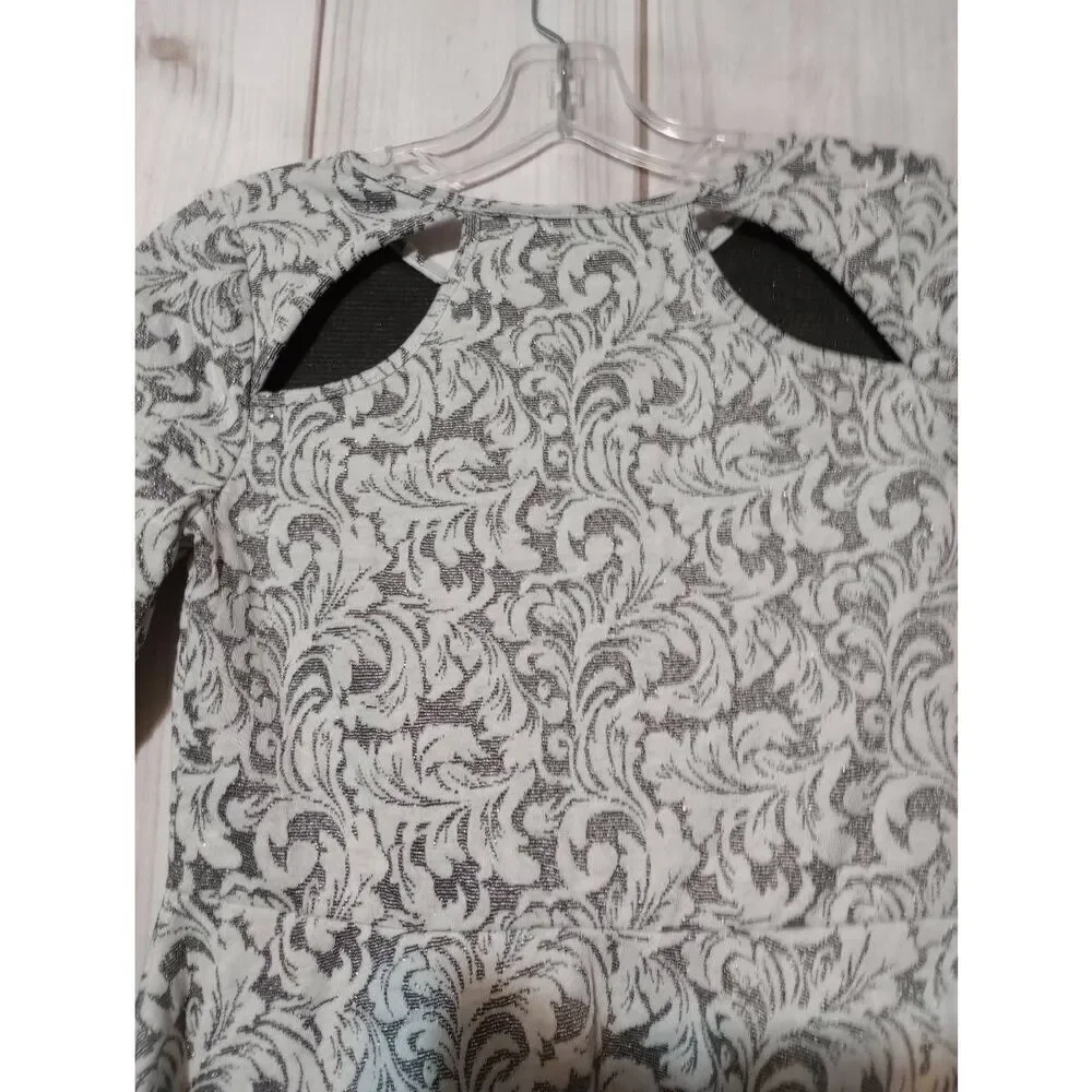 The Children's Place Dress Girls 10 13 Cream Silver Sparkle Long‎ Sleeve